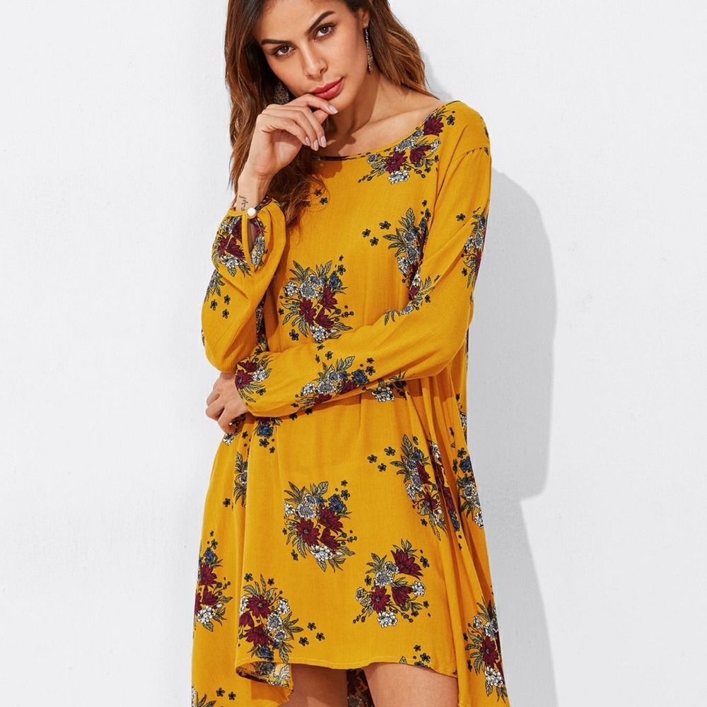 ❤️LAST ONE❤️ 🌿MUSTARD FLORAL DRESS🌿 - Picture 4 of 7